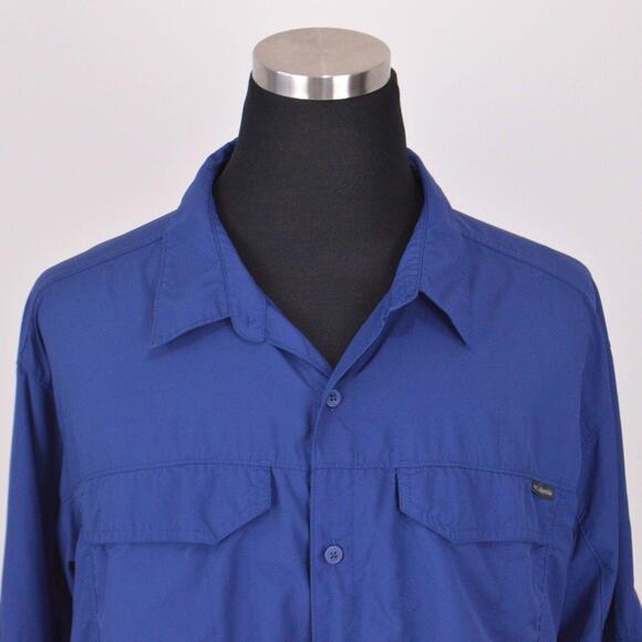 Columbia OmniShade Mens Shirt 2XL Navy Blue Long Sleeved - Picture 2 of 9